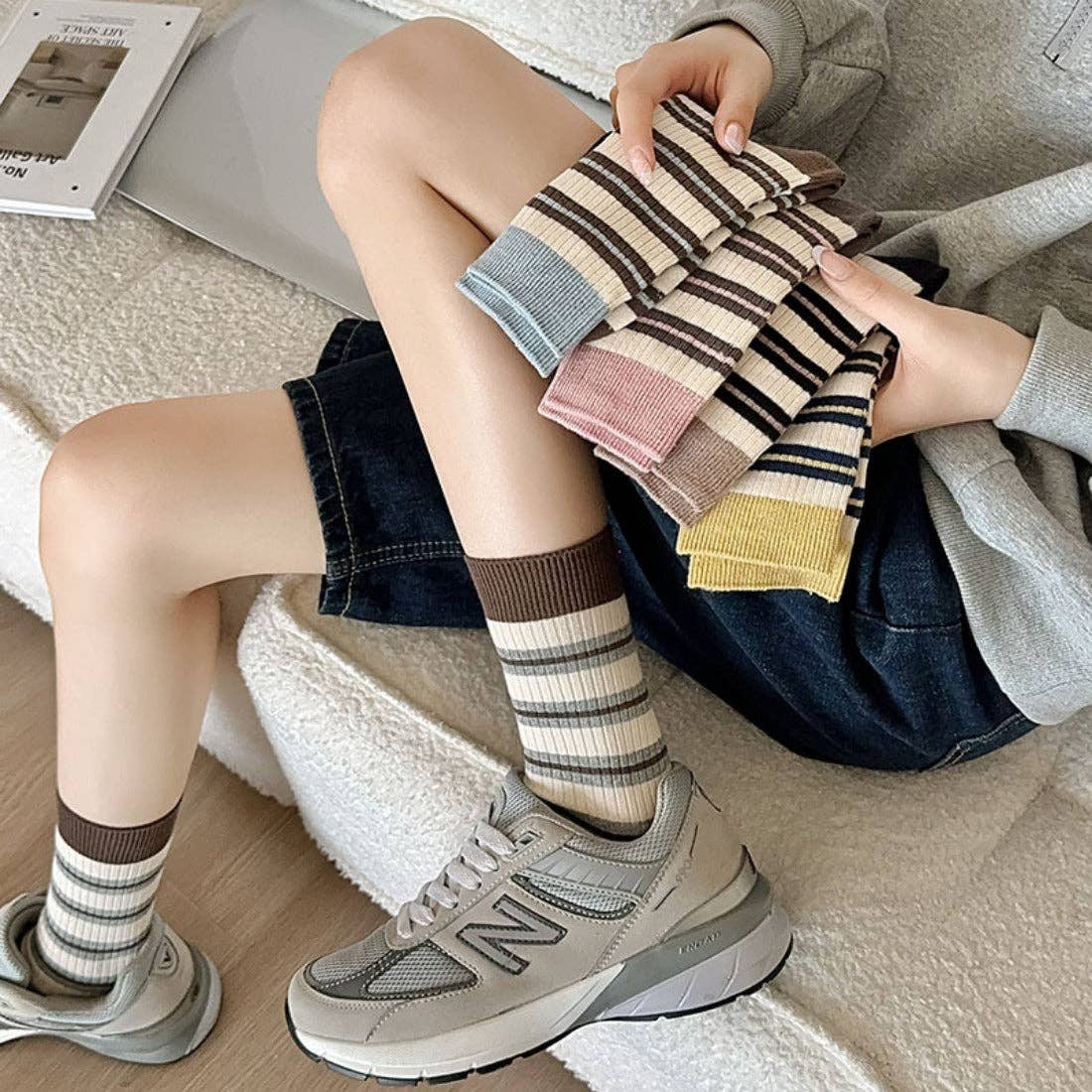 Striped-Ribbed Women's Socks