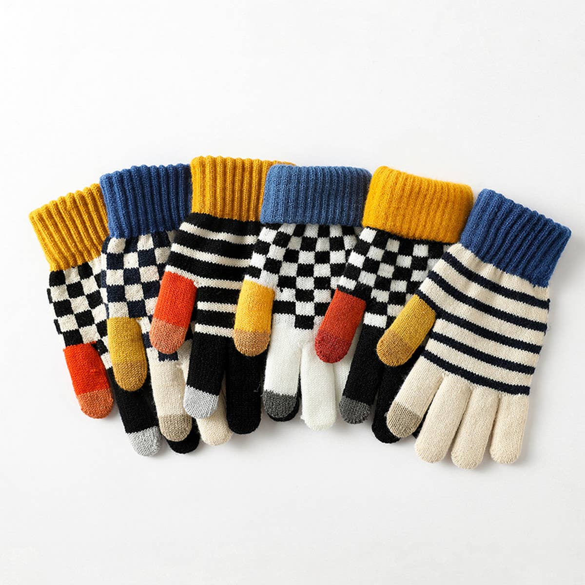 Striped Knit Gloves
