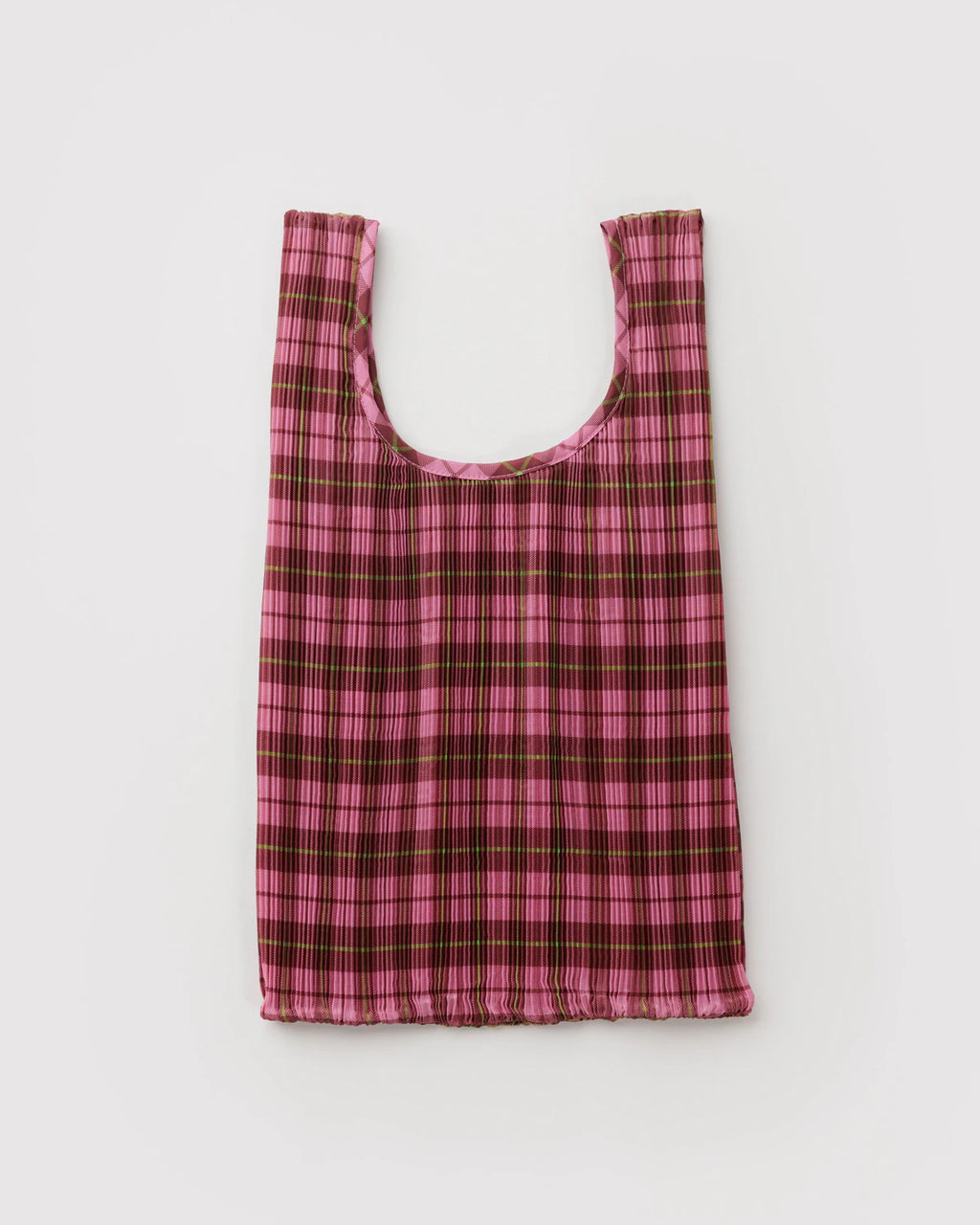 BAGGU • “Azalea Pink Tartan” Pleated Baggu