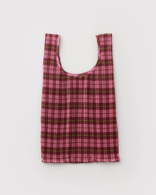 BAGGU • “Azalea Pink Tartan” Pleated Baggu
