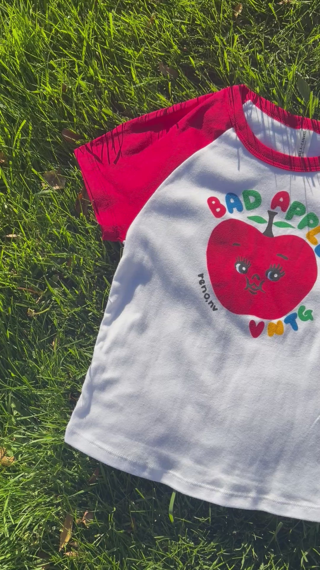Bad Apple Vntg • Logo Raglan Baby Tee, Red