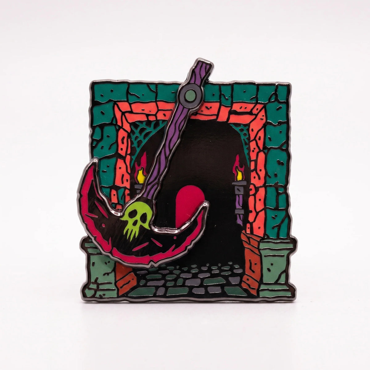 Strike Gently • Dungeon Door Swinging Pendulum Pin